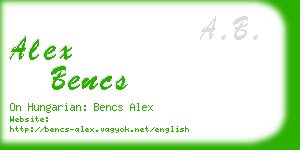 alex bencs business card